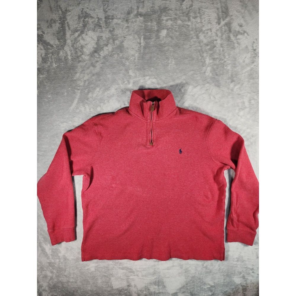 Polo Ralph Lauren Mens XL Quarter Zip Sweater Red Pullover Golf Long Sleeve